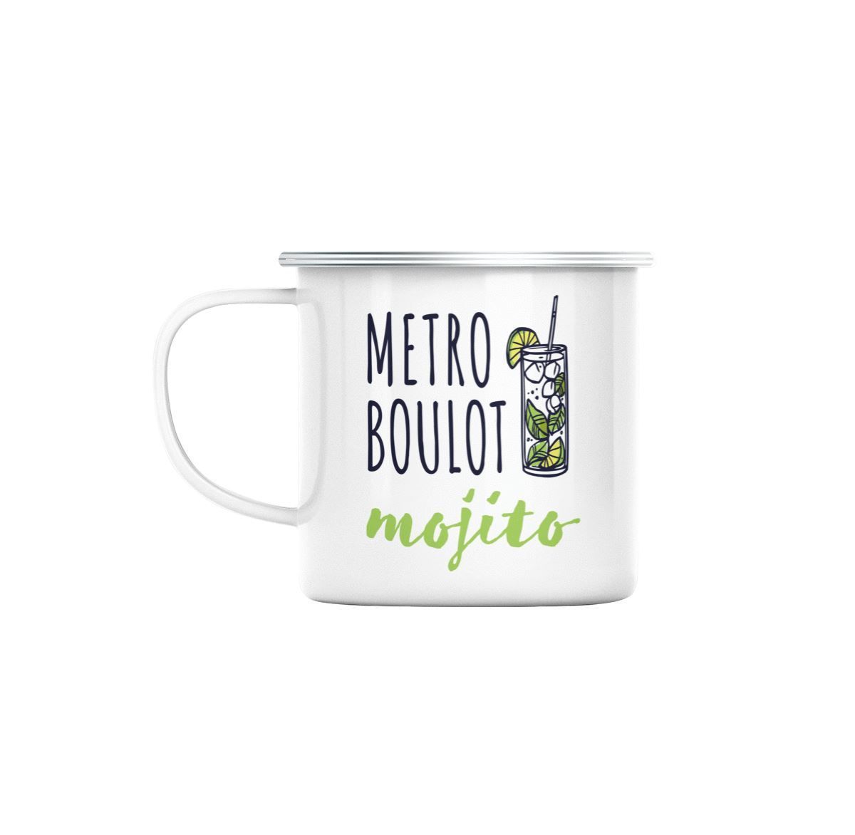 Mug En Métal Emaillé Métro Boulot Mojito Apéro Rhum Cocktail