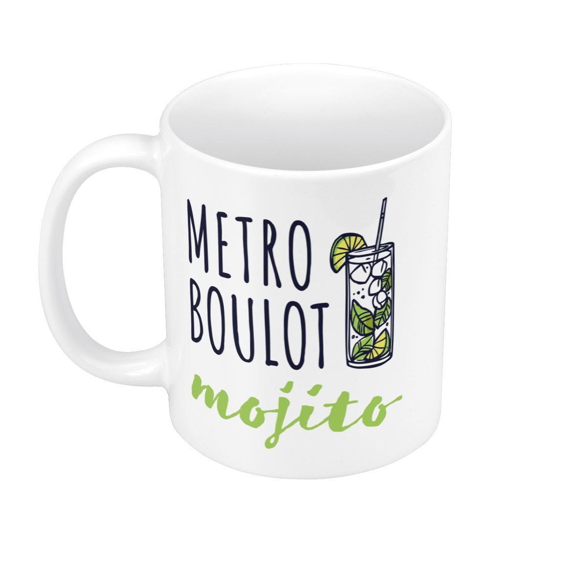 Mug Céramique Métro Boulot Mojito Apéro Rhum Cocktail