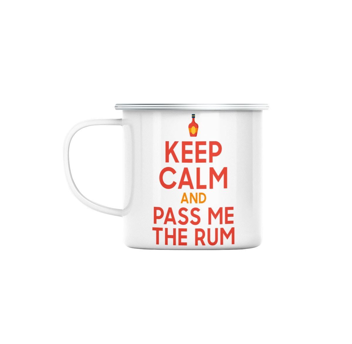 Mug En Métal Emaillé Keep Calm And Pass Me The Rum Parodie Angleterre Rhum
