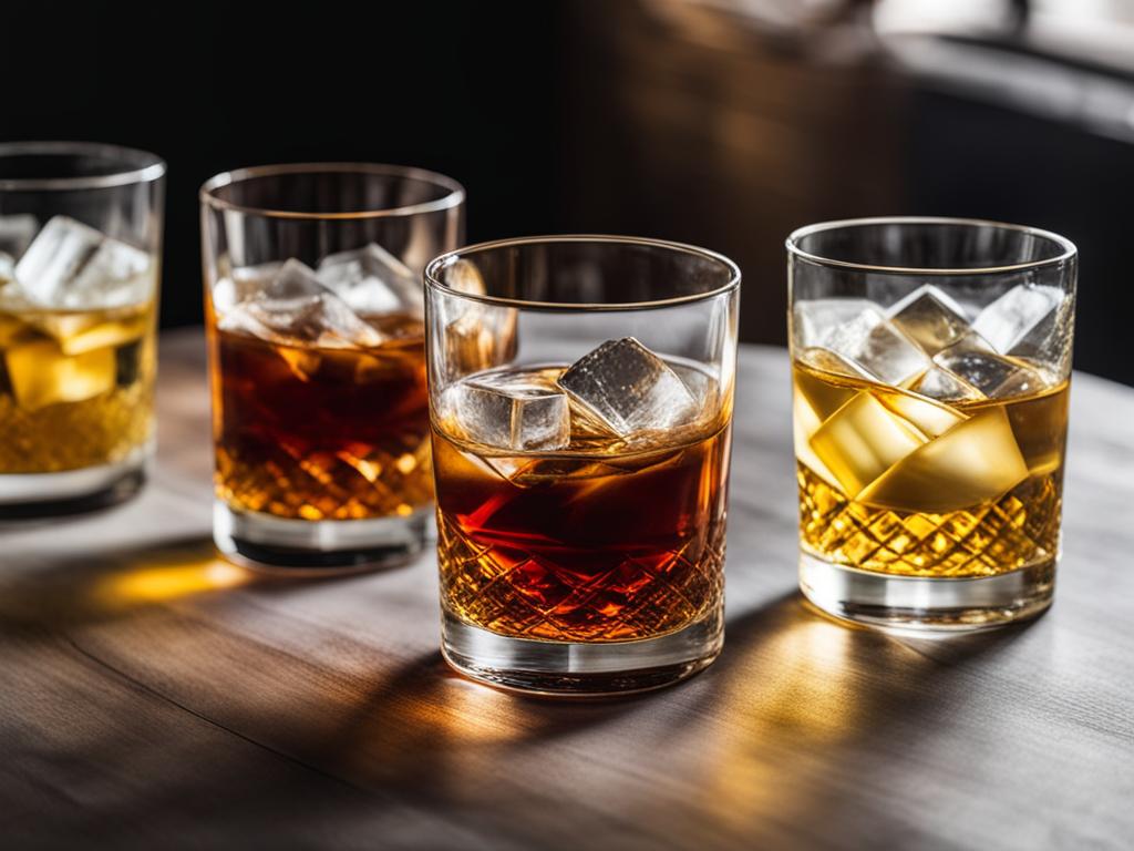 verres de rhum blanc et de rhum ambré