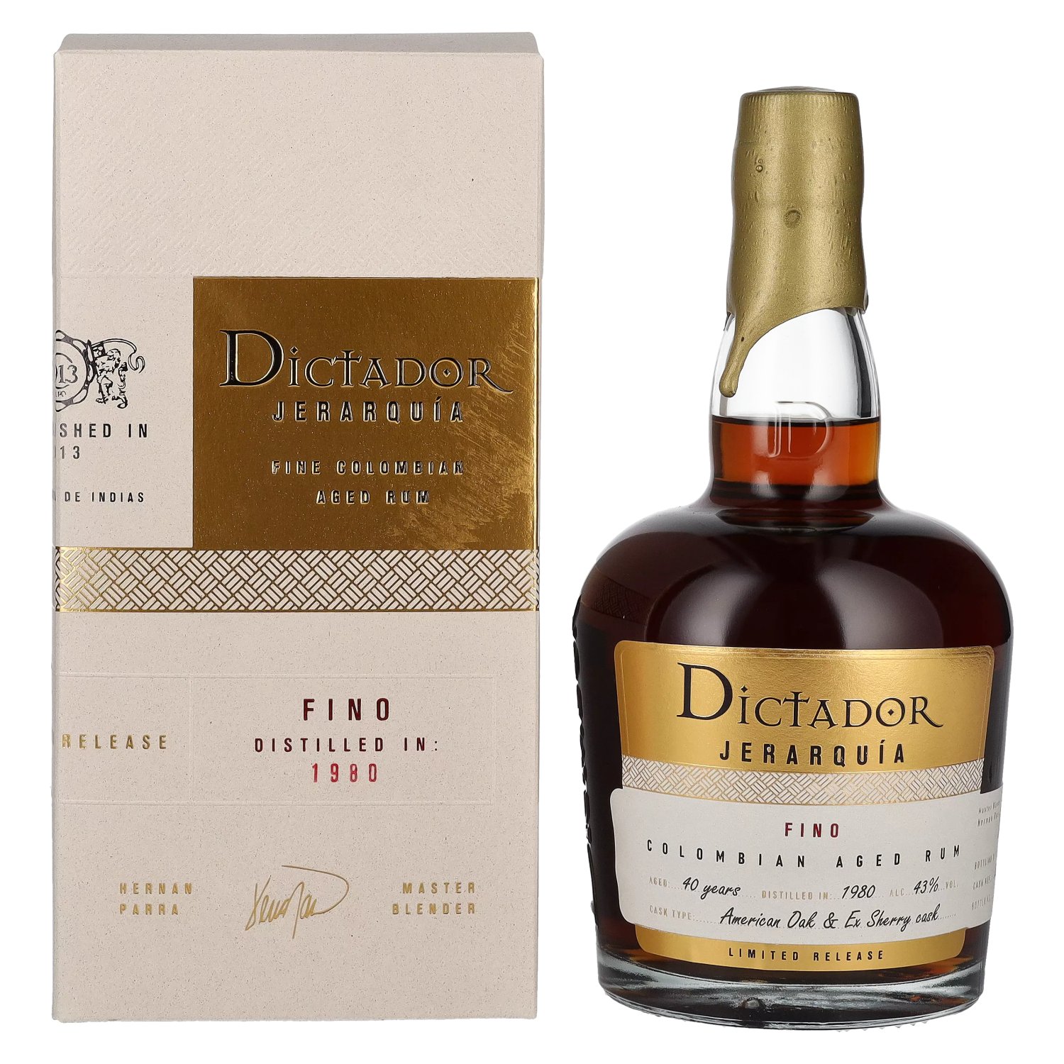 Rhum Dictador Dictador JERARQUÍA 40 Years Old FINO Rum 1980 43% Vol. 0,7l en boîte cadeau