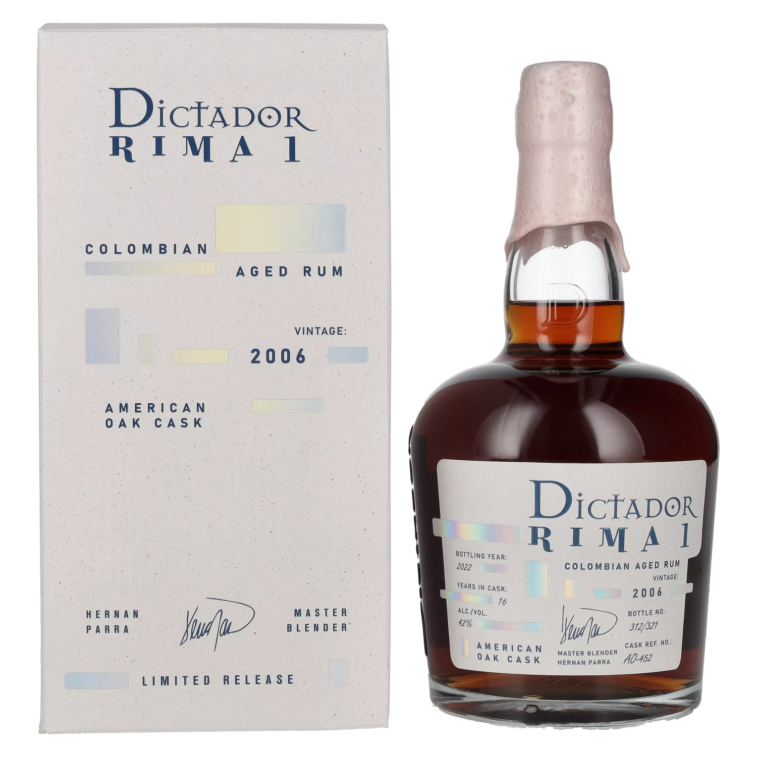 Rhum Dictador Dictador RIMA 1 16 Years Old AMERICAN OAK Cask Vintage 2006 42% Vol. 0,7l en boîte cadeau