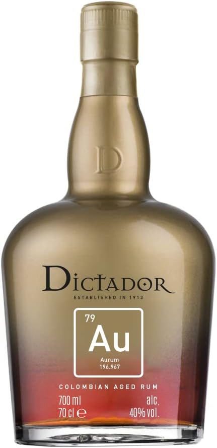 DICTADOR – XO Aurum – Rhum Vieux Ambré – Assemblage Unique de Rhums de 25 à 35 ans – Origine : Colombie – Notes de Canelles & Fruits Mûrs – 40% Alcool – 70 cl