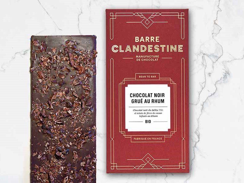 Tablette de chocolat noir grué au Rhum – bean to bar – En direct de Barre Clandestine (Gard)