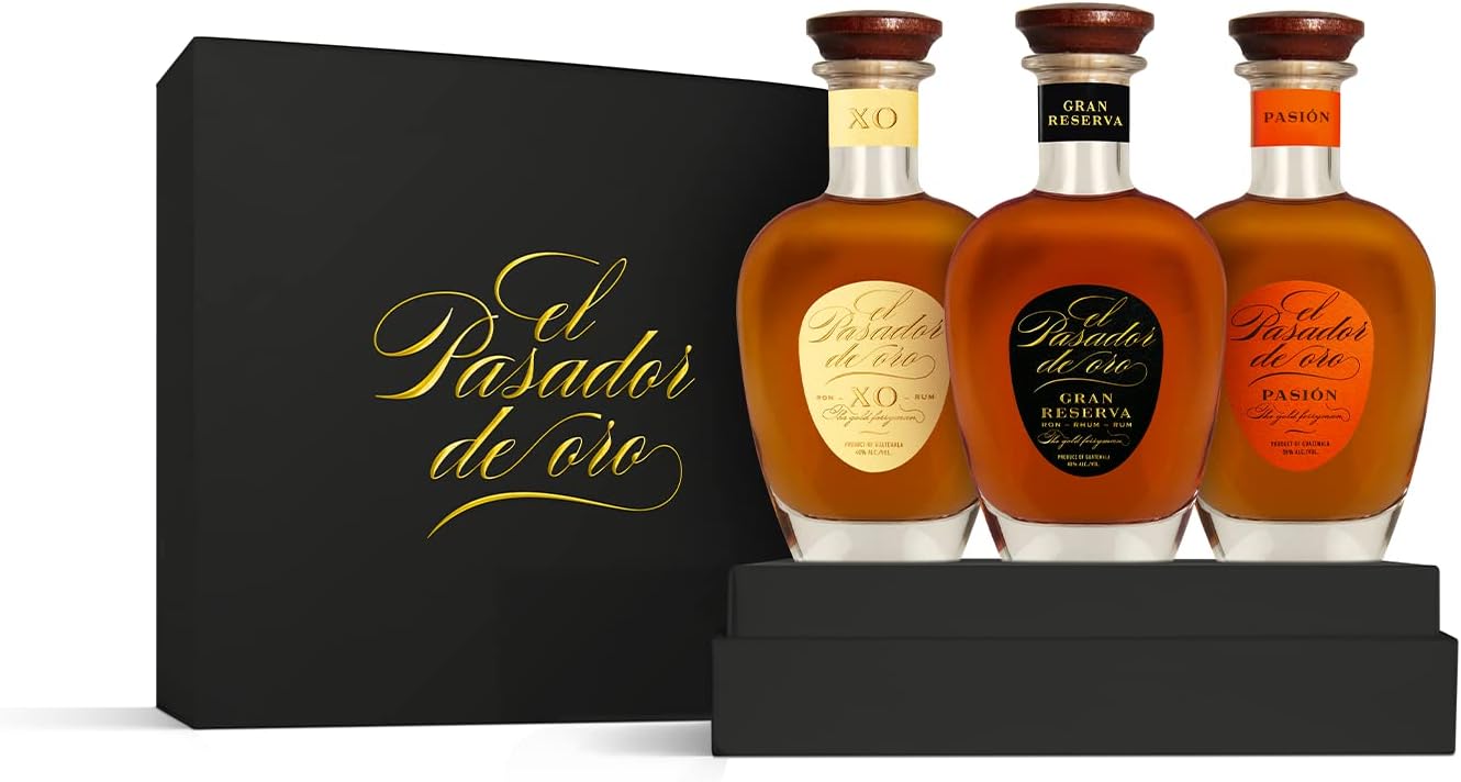 EL PASADOR DE ORO – Coffret Découverte – Rhum XO + Gran Reserva + Rhum Pasiòn – Origine : Guatemala – 3 x 20cl