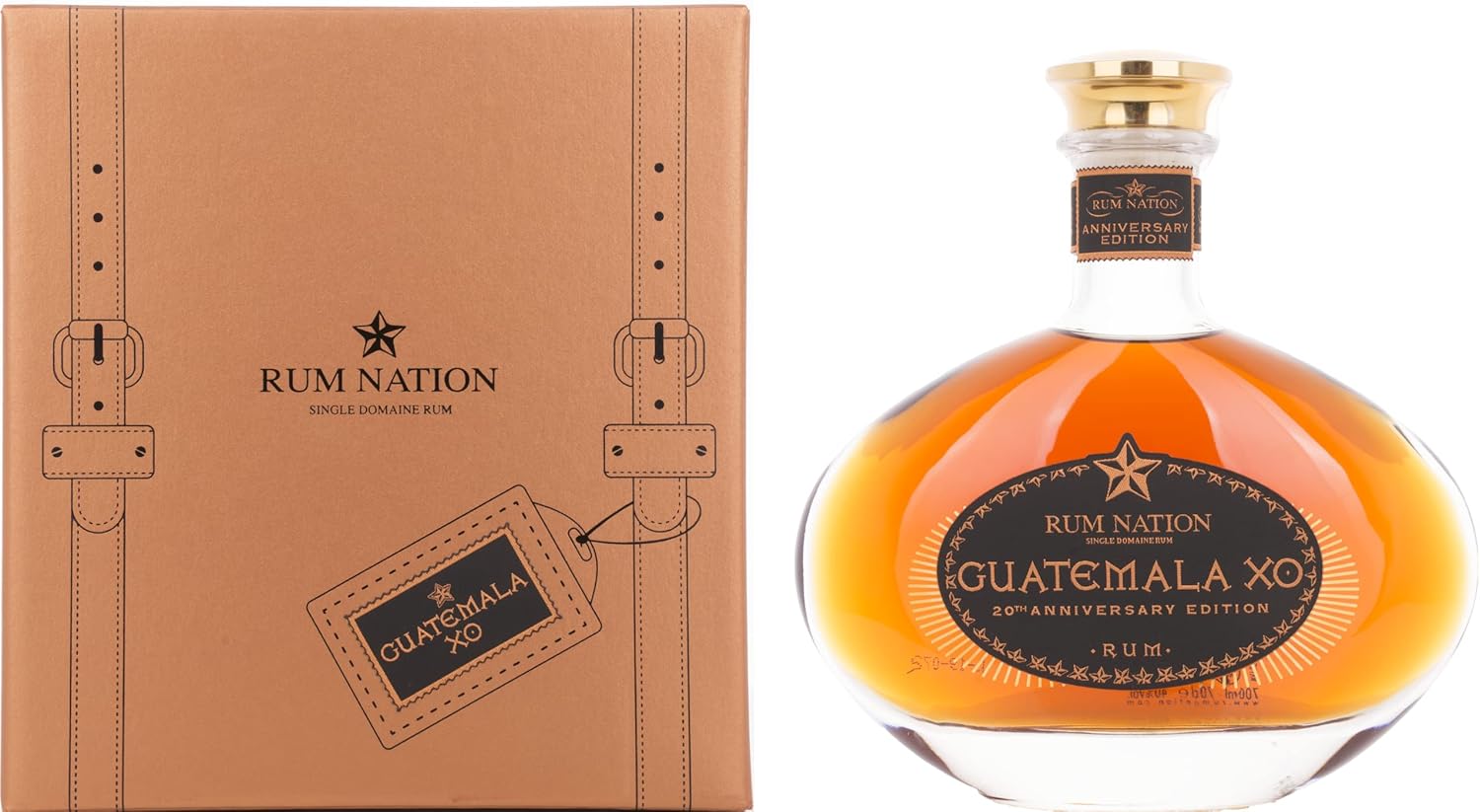 RUM NATION – Guatemala XO 20th Anniversary Decanter – Rhum Vieux Ambré – Origine : Guatemala – Notes de Frangipane & Miel – 40 % Alcool – 70 cl