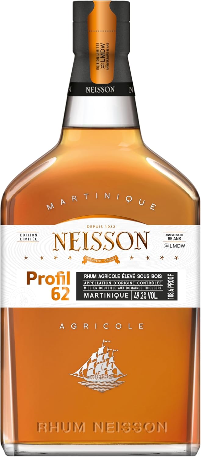 NEISSON – Profil 62 – Rhum Agricole – Origine : Martinique – Alcool 49,2% – Notes de Gentiane & Vanille – 70cl