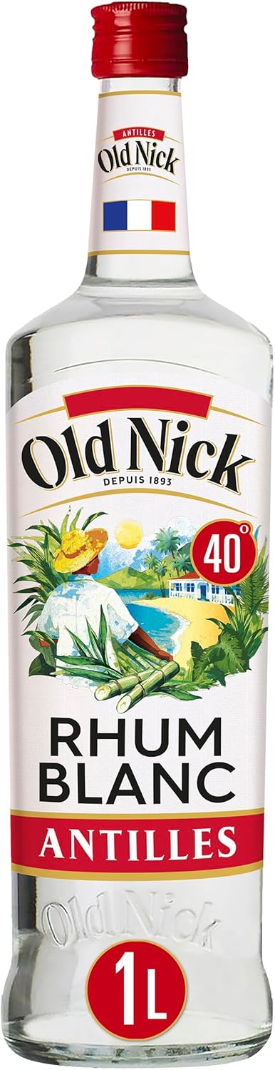 Old Nick Bouteille en Verre Rum No Added Flavour 40% White 1 L