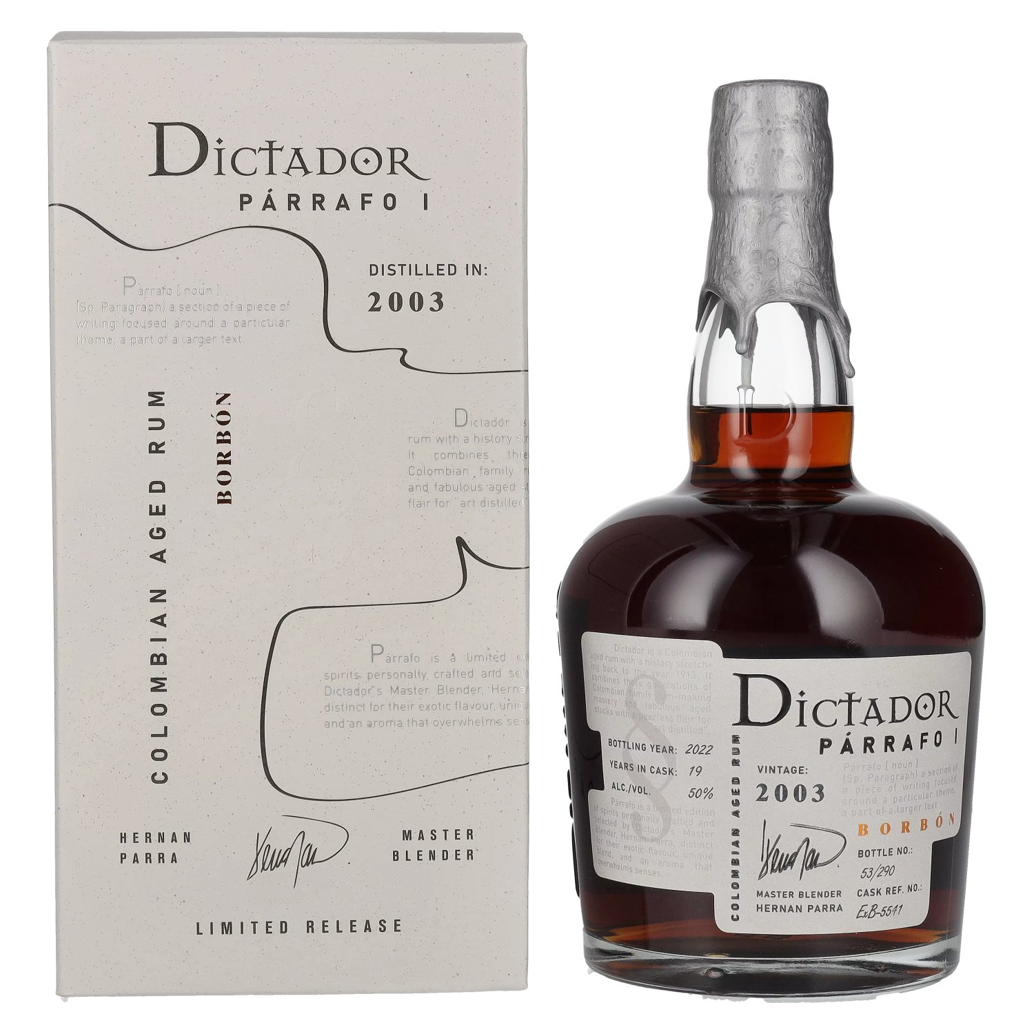 Rhum Dictador Dictador PÁRRAFO I 19 Years Old BORBÓN Vintage 2003 50% Vol. 0,7l en boîte cadeau