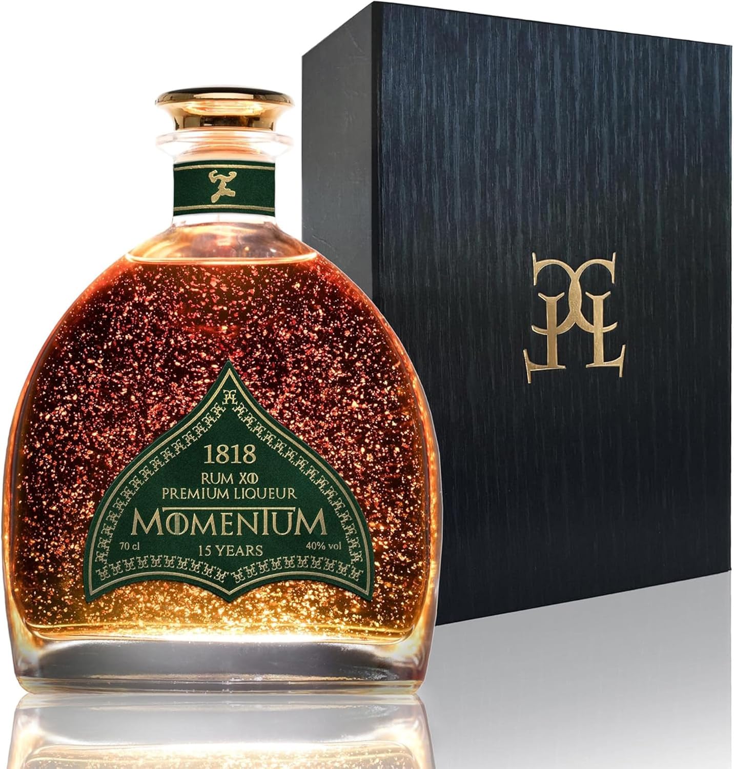 CONDE LUMAR 1818 – Coffret Rhum Vieux 15 Ans XO Momentum – Feuille d’or 23 Carats – Republique Dominicaine – Cadeau Homme & Femme – Premium Liqueur Avec Coffret & Certificat d’or 40% 70 cl