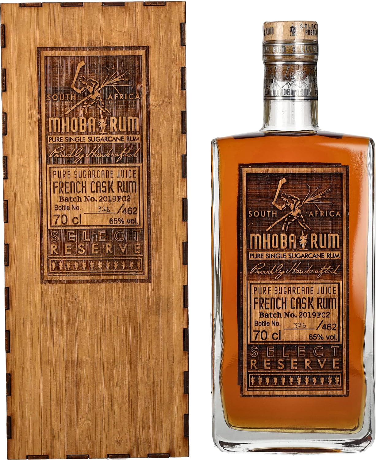 MHOBA Select Reserve French Cask – Rhum – 65% Alcool – Origine : Afrique du Sud – Bouteille 70 cl