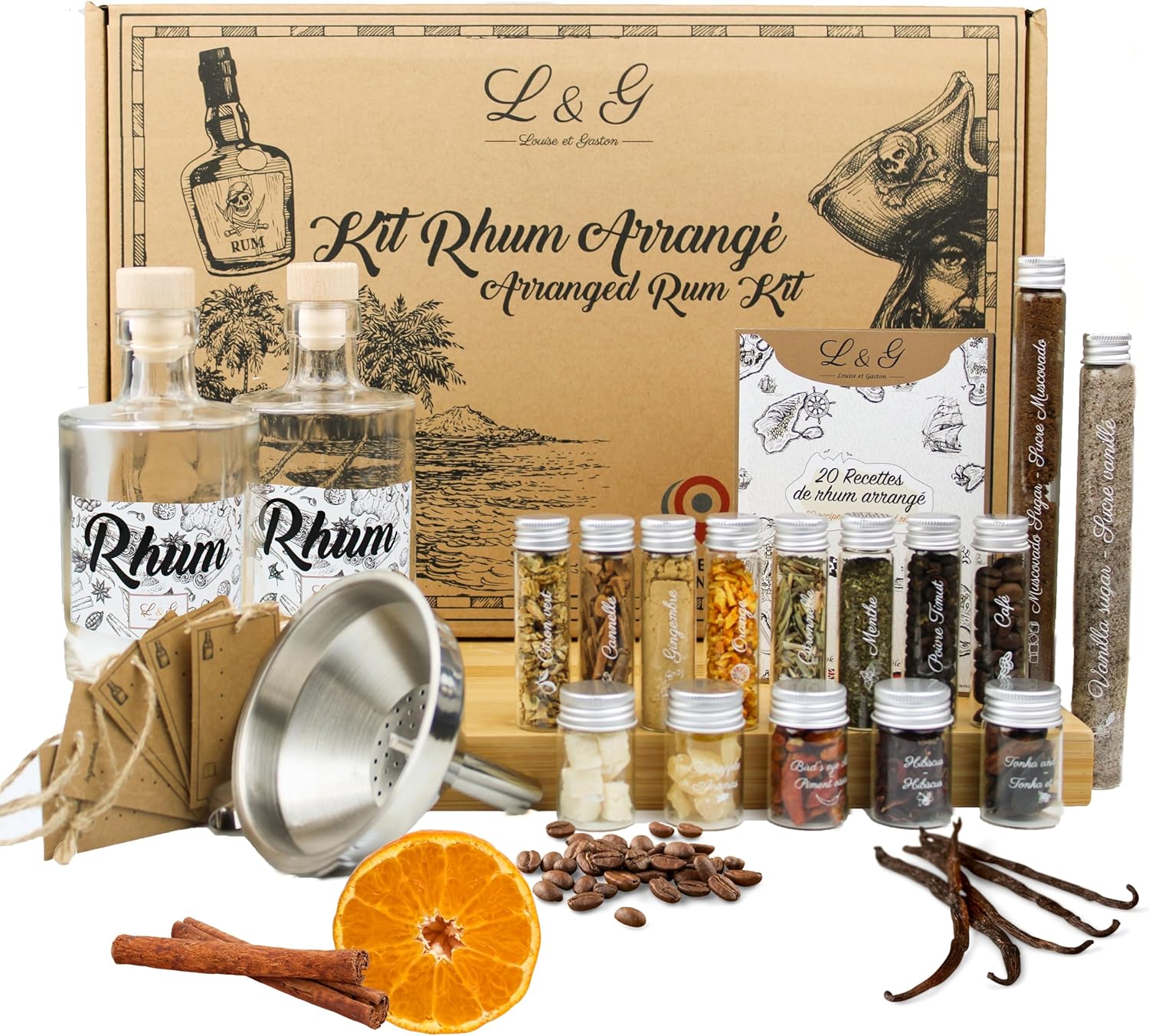 L&G® – Kit Préparation et infusion rhum arrangé – Idees cadeaux – Coffret cadeau DIY Dégustation surprise – Noel, Saint Valentin, fêtes, anniversaire – Fabriqué en France – Ingrédients de qualité