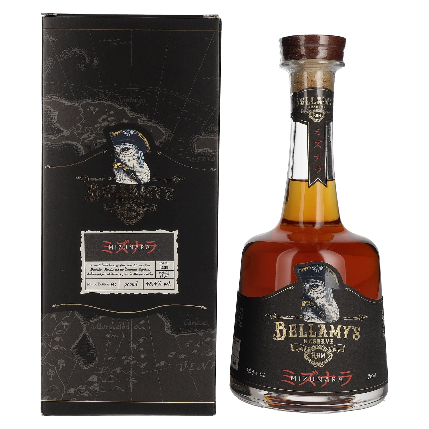 Rhum de réserve Bellamy’s Bellamy’s Reserve Rum MIZUNARA 48,4% Vol. 0,7l en boîte cadeau