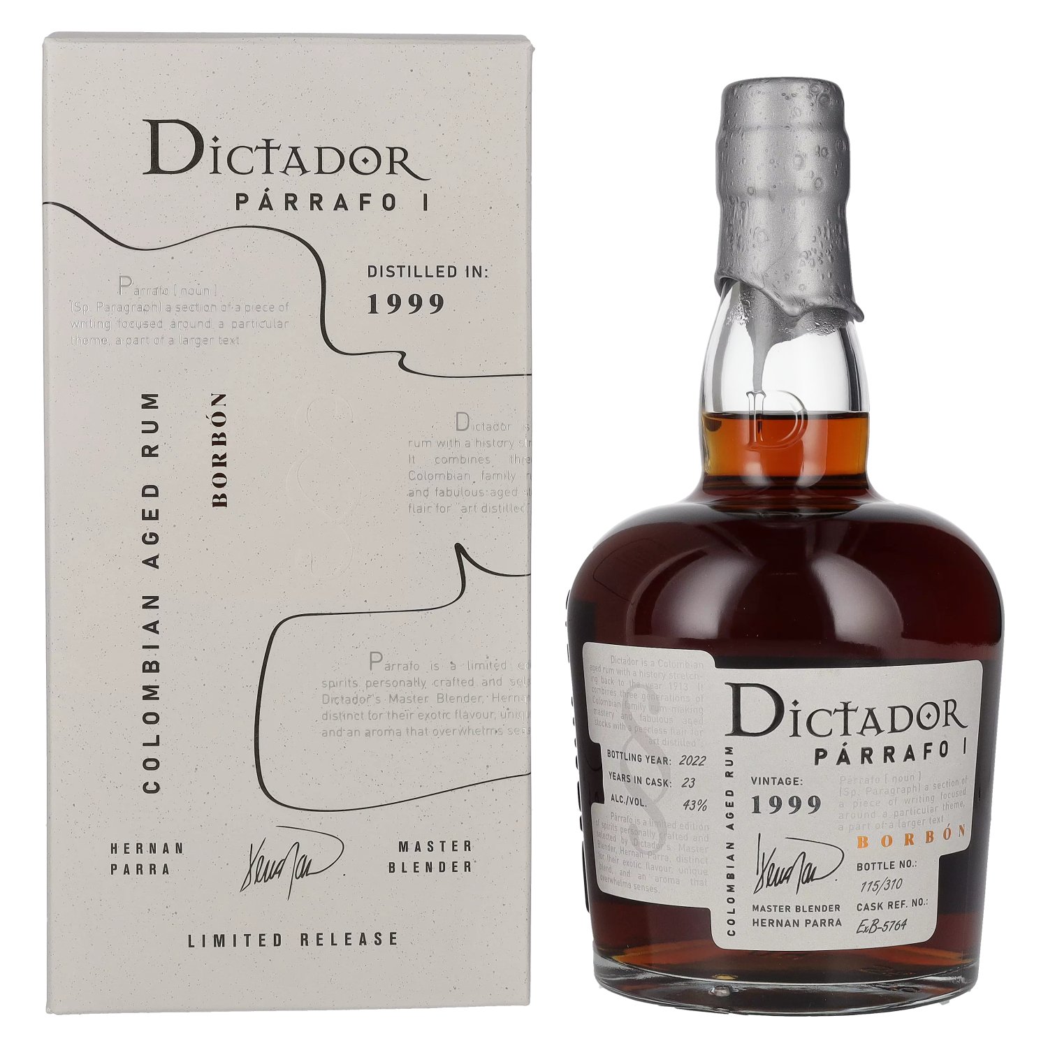 Rhum Dictador Dictador PÁRRAFO I 23 Years Old BORBÓN Vintage 1999 43% Vol. 0,7l en boîte cadeau