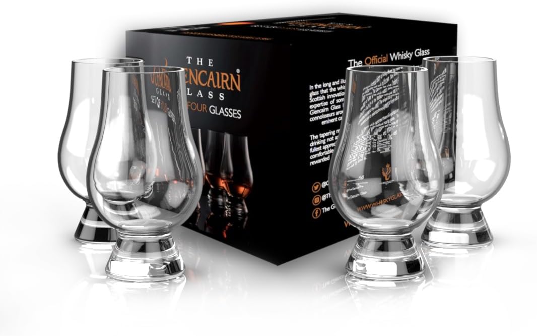 Ensemble de 4 Verres à Whisky Glencairn avec Coffret Cadeau en Carton