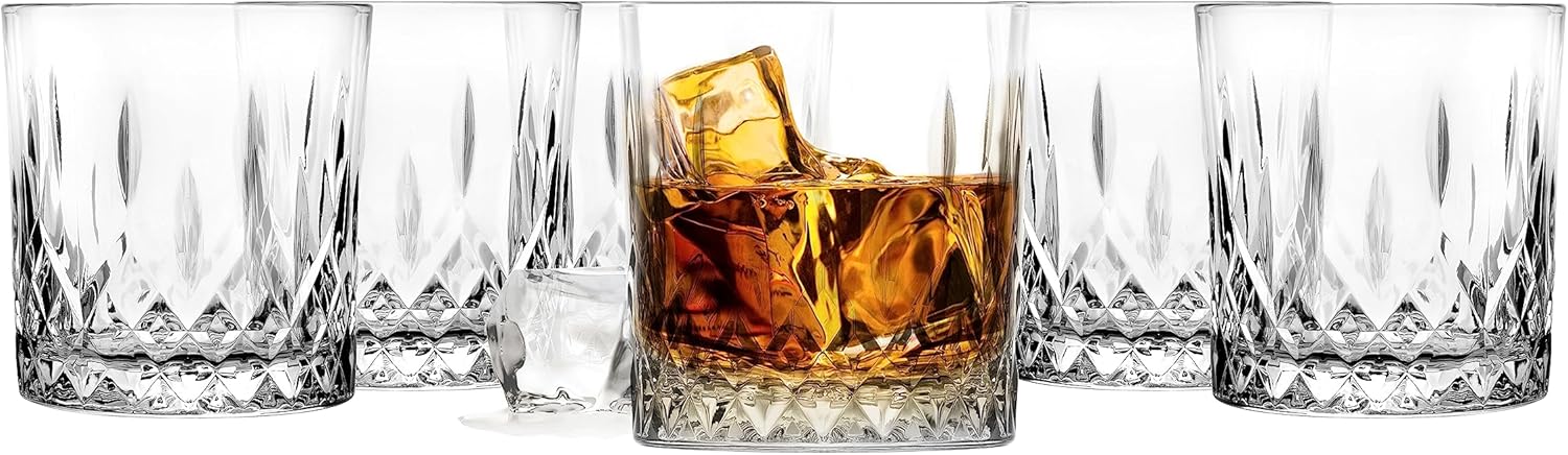 Ensemble de 6 verres à whisky Glasmark Krosno de 280 ml – Accessoires transparents pour amateurs de rhum et de whisky