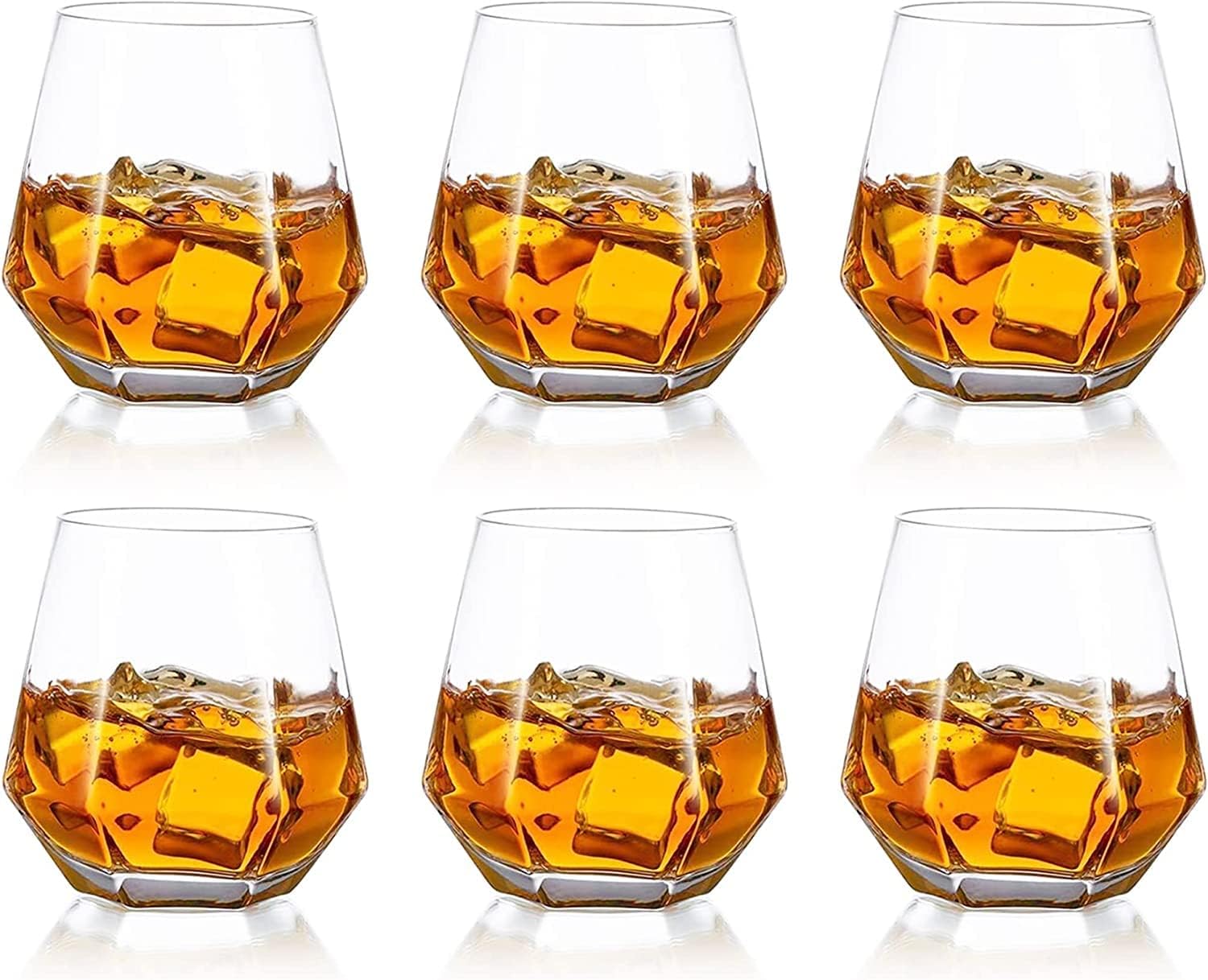 Ensemble de 6 verres à whisky diamant 300 ml, cadeau idéal pour anniversaires, Noël et mariages