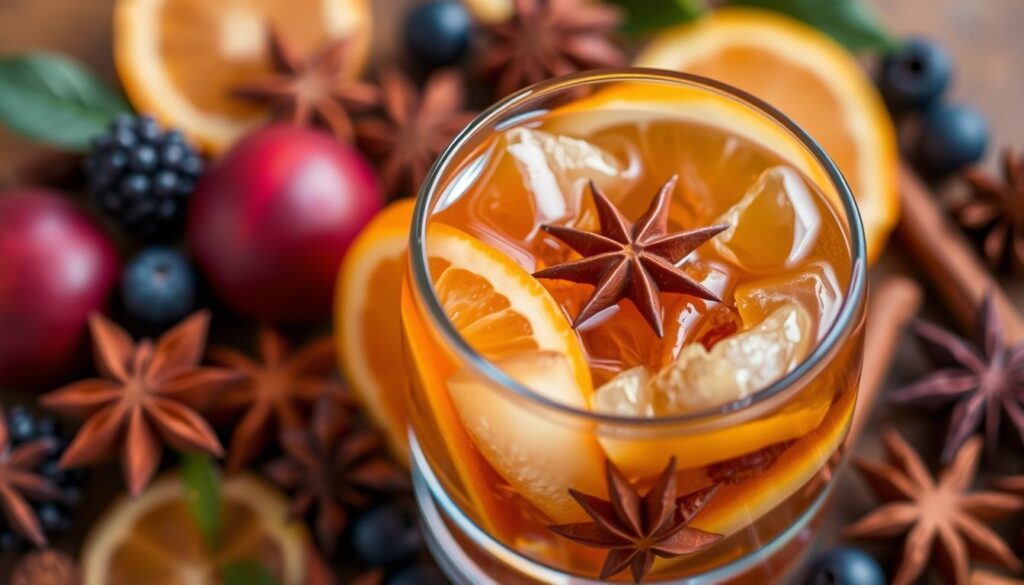 Image de rhum arrangé avec des fruits et des épices