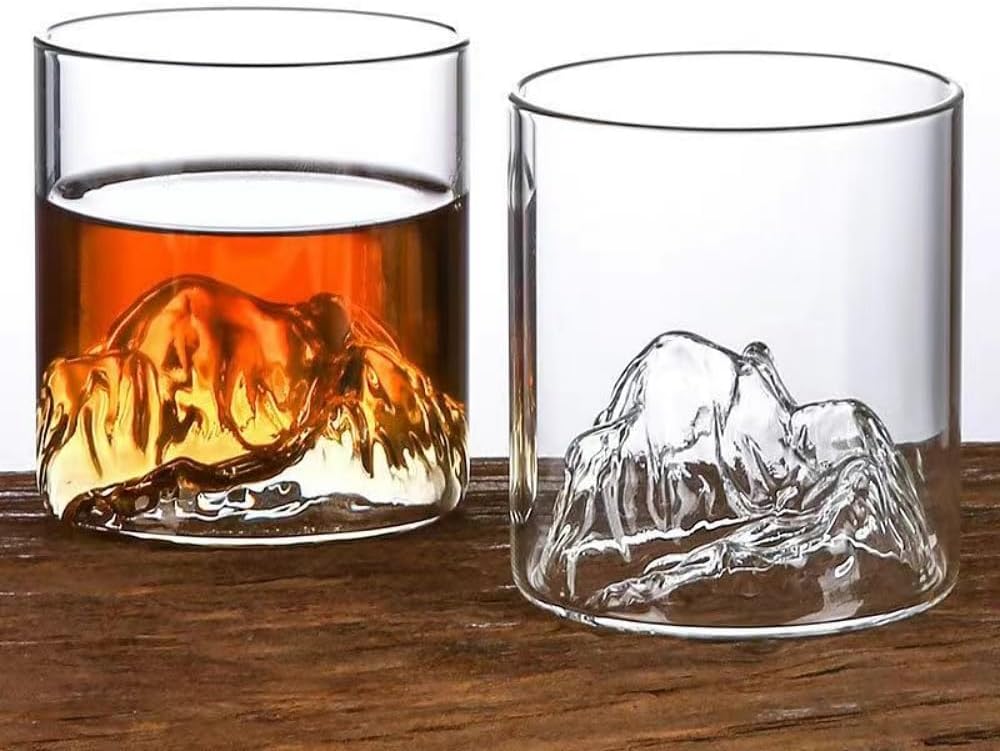 Lot de 2 verres en cristal RYHMHA pour whisky et cocktails, Fujiyama RY-24022902 (transparents)
