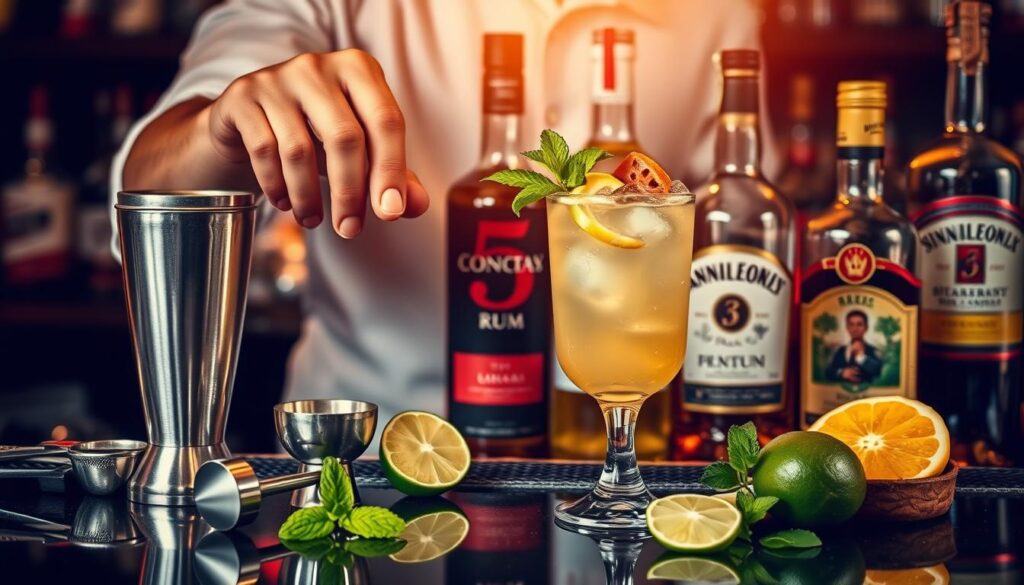 Préparation de cocktails avec les top 5 rhums cocktails été 2025