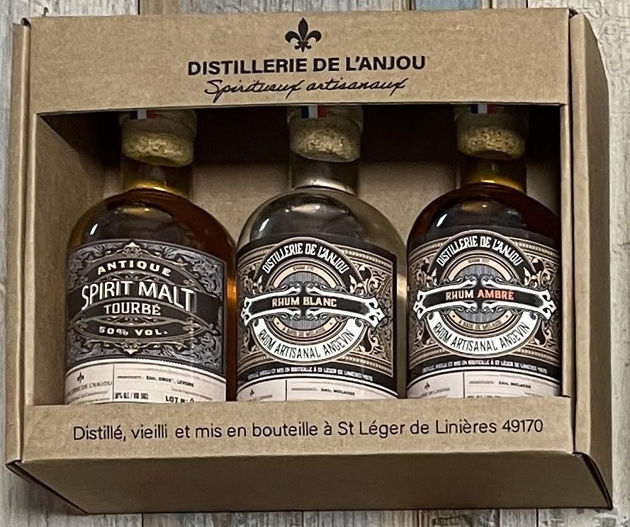 Coffret de dégustation 3 bouteilles 20cl – Rhum blanc + Rhum ambré + Spirit Malt – Produit en Anjou – En direct de Distillerie de l’Anjou