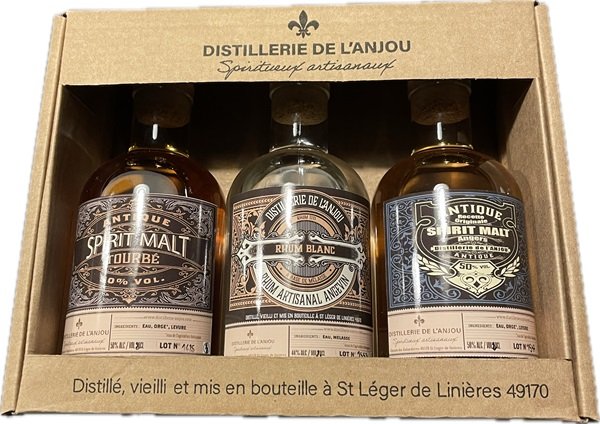 Coffret spiritueux 3*20cl (Spirit Malt Spirit Malt Tourbé et Rhum blanc) – Produit en Anjou – En direct de Distillerie de l’Anjou (Maine-et-Loire)