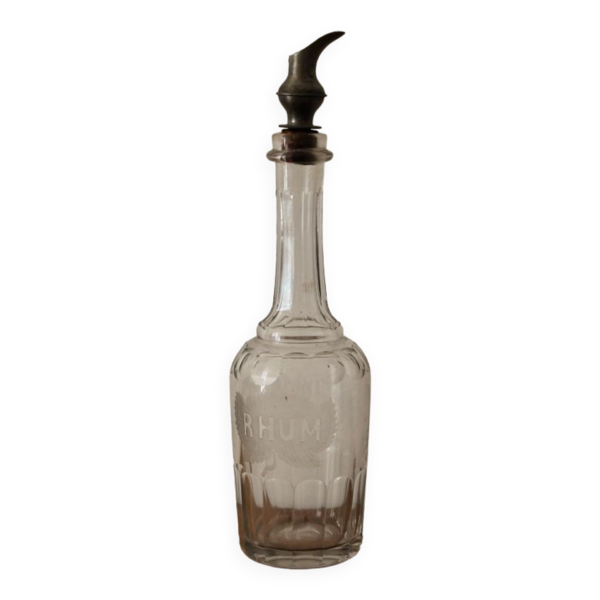 ART Bouteille de rhum en verre ciselé transparent 9x9x33