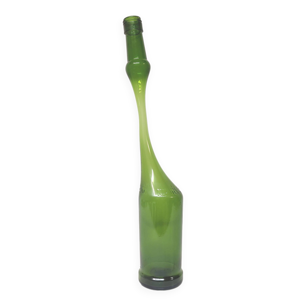 ART Bouteille verte rhum Negrita atypique déformée carafe vase vert 7x7x41