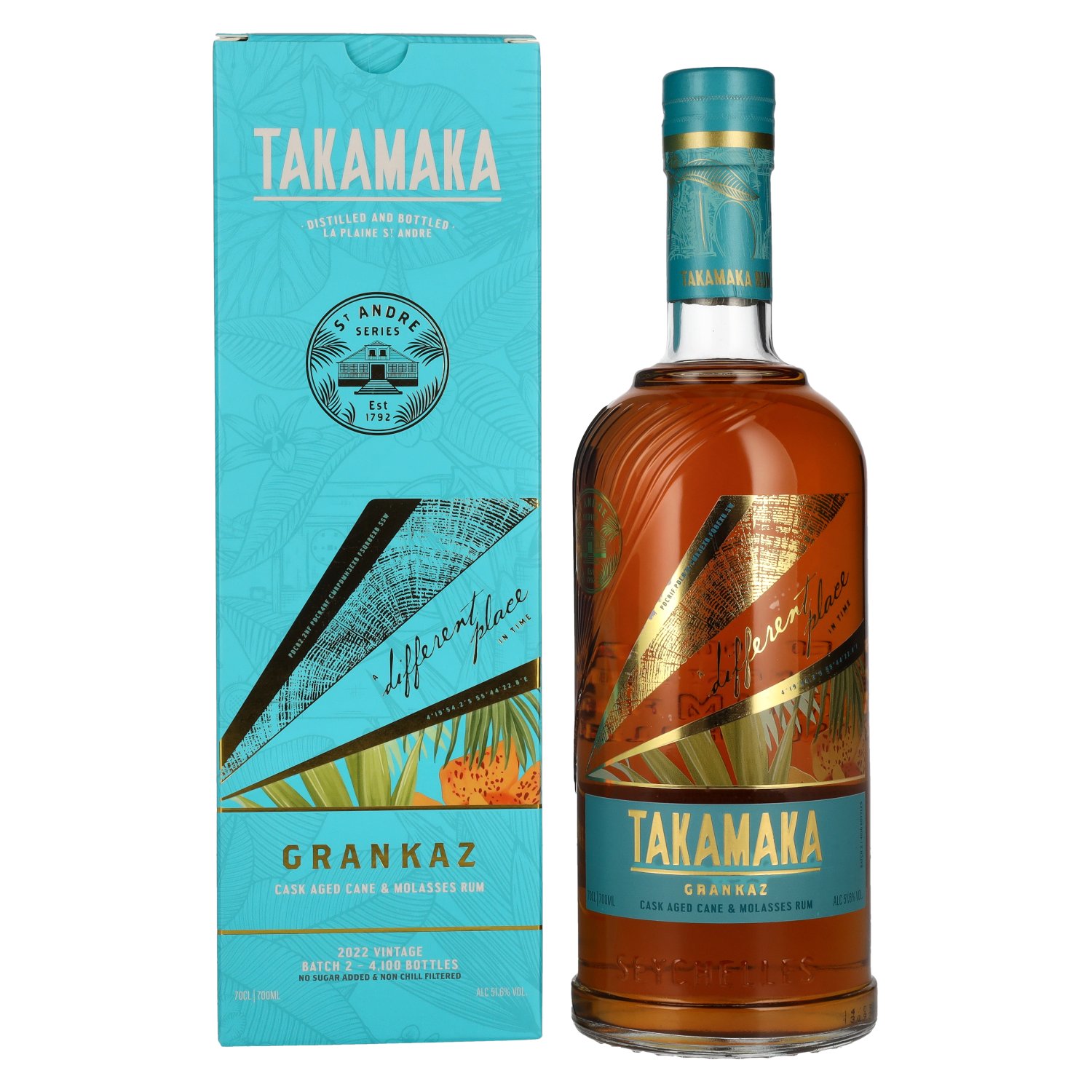 Rhum Takamaka Takamaka GRANKAZ Rum Batch 2 Vintage 2022 51,6% Vol. 0,7l en boîte cadeau