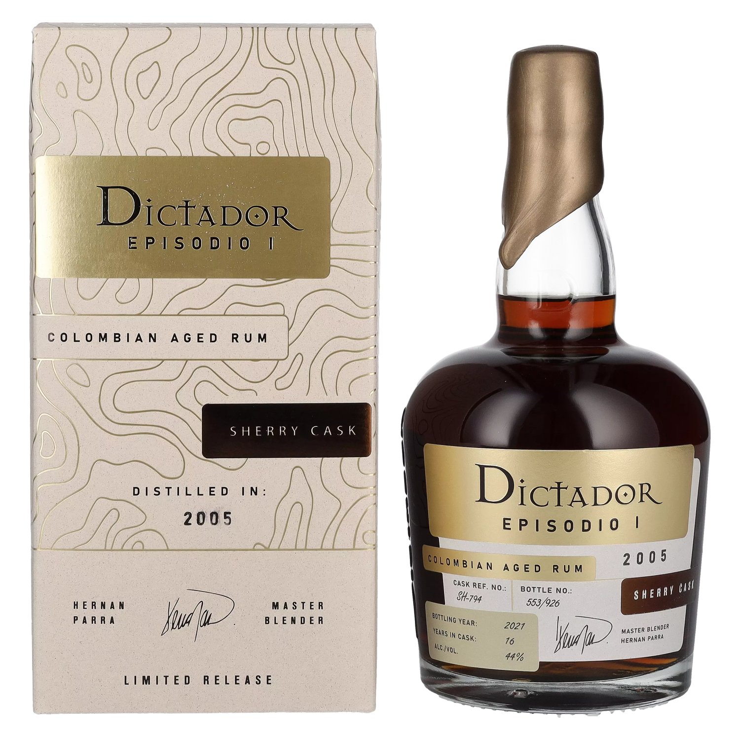 Rhum Dictador Dictador EPISODIO I 16 Years Old SHERRY CASK Rum 2005 44% Vol. 0,7l en boîte cadeau
