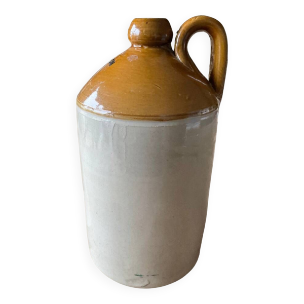 ART Cruche vintage britannique en grès à rhum Première Guerre Mondiale beige 16x16x39