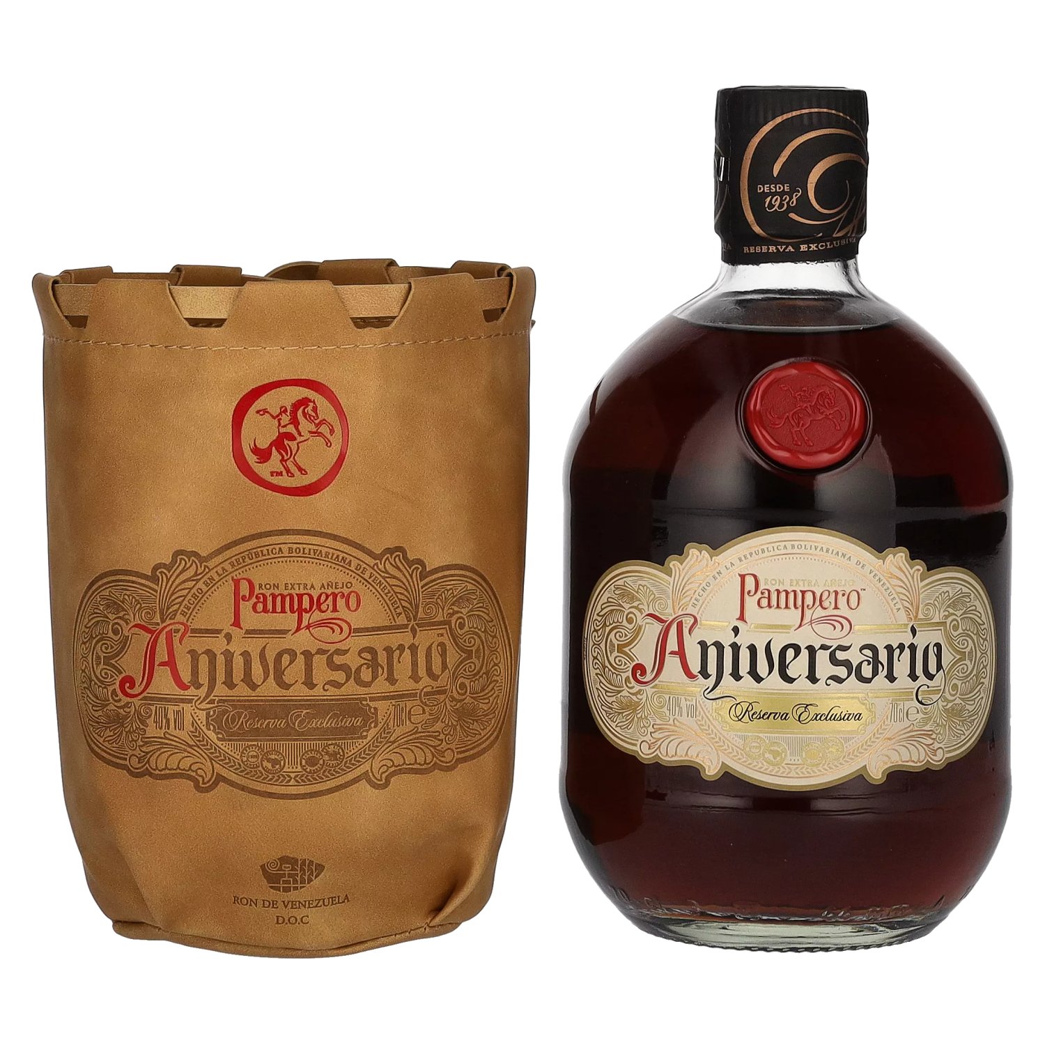 Rhum Pampero Pampero Aniversario Reserva Exclusiva Ron Extra Añejo 40% Vol. 0,7l in Ledertasche